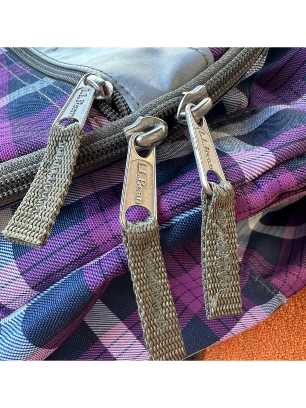 L..L. BEAN Deluxe Reflective Kids Backpack Purple Nylon School Travel